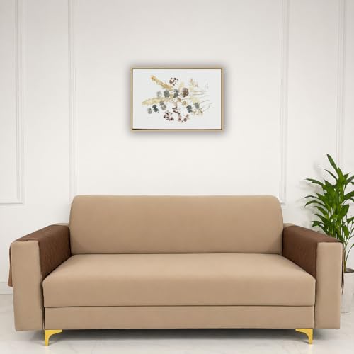 Image of Homerz Premium Petal Charm Sofa Cover | Embossed Floral Pattern | Soft Touch, Anti-Dust & Easy Wash Fabric Cloth, Washable and Durable (Rust, 2 Pc Armrest, Armrest)