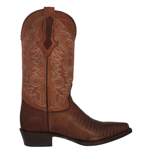 Texas Legacy Mens Cognac Western Leather Cowboy Boots Teju Lizard Print J Toe2