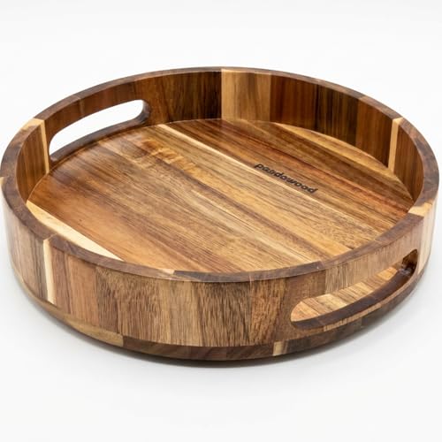 Pandawood Wooden Lazy Susan For Countertop -12 Inch Large Lazy Susan Turntable For Cabinet - Acacia Wood Lazy Susan For Dining Table And Kitchen Count
