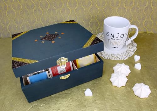 Boite à thé compartimentée bois tisane rangement sachet 21.2cm - 3