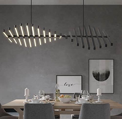 Modern Led Chandeliers for Dining Room Kitchen Living Room Office Bar Restaurant Store Bedroom Chandelier Light Fixture Dimmable Modern Pendant Light Adjustable Height L38.6 20 Lights,Black