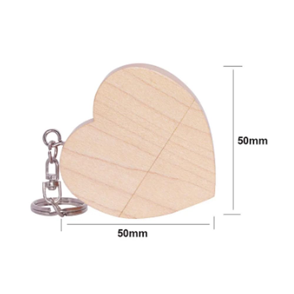 10 PZ chiavette USB 2.0 da 64GB Flash Drive memoria USB stick in legno a forma di cuore (2.0 64GB, Heart Shape-1)