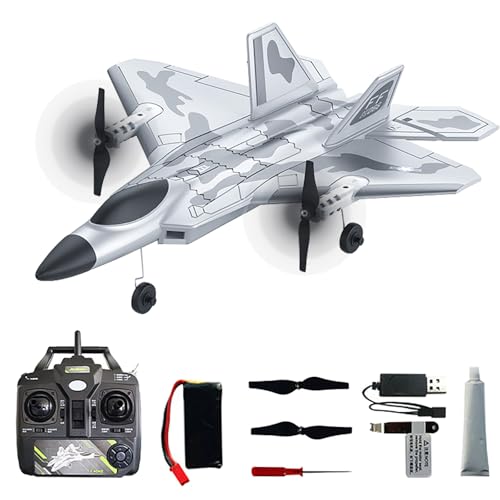 Hylukon Remote Control Plane, 2.4GHz 4 Channel RC Airplane, EPP Foam Stunt Fighter with LED Lights, 3 Modes & Aerobatics Easy to Fly Toy Glider Gifts for Beginners Kids Adults