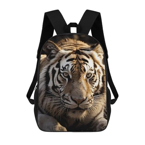 Animal Tiger Backpack - Durable 600D Polyester, 17 Inch Backpack with Ergonomic Adjustable Straps, Lightweight Travel Bag for Men & Women