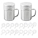 AIFUDA 2 pezzi in acciaio inox draghe shaker con manico e 16 stampi da stampa stencil, sale, pepe, caffè, cacao, cannella, lattina con foro per cucina e cottura