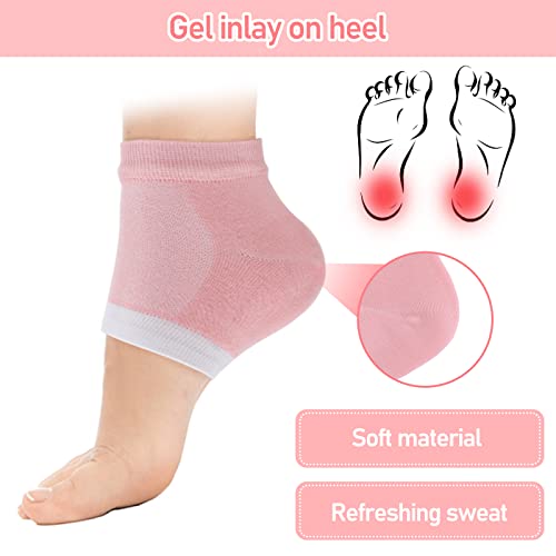 Sibba 2 Pairs Gel Heel Socks Soft Moisturizing Socks For Cracked Heel Treatment Ventilate Open Toe Socks Day Night Care Skin Beauty Spa Treat Dry Hard Foot Men And Women (Pink) #TOP1