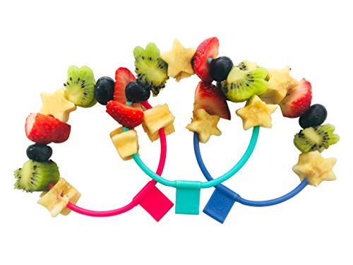 Image of Skercle: the Skewer that's a Circle! Safe, enclosed circular skewers. Tapered Handle. Great for kids snacks, lunchboxes, finger food and party platters. Set of 3 with slim lightweight handle.