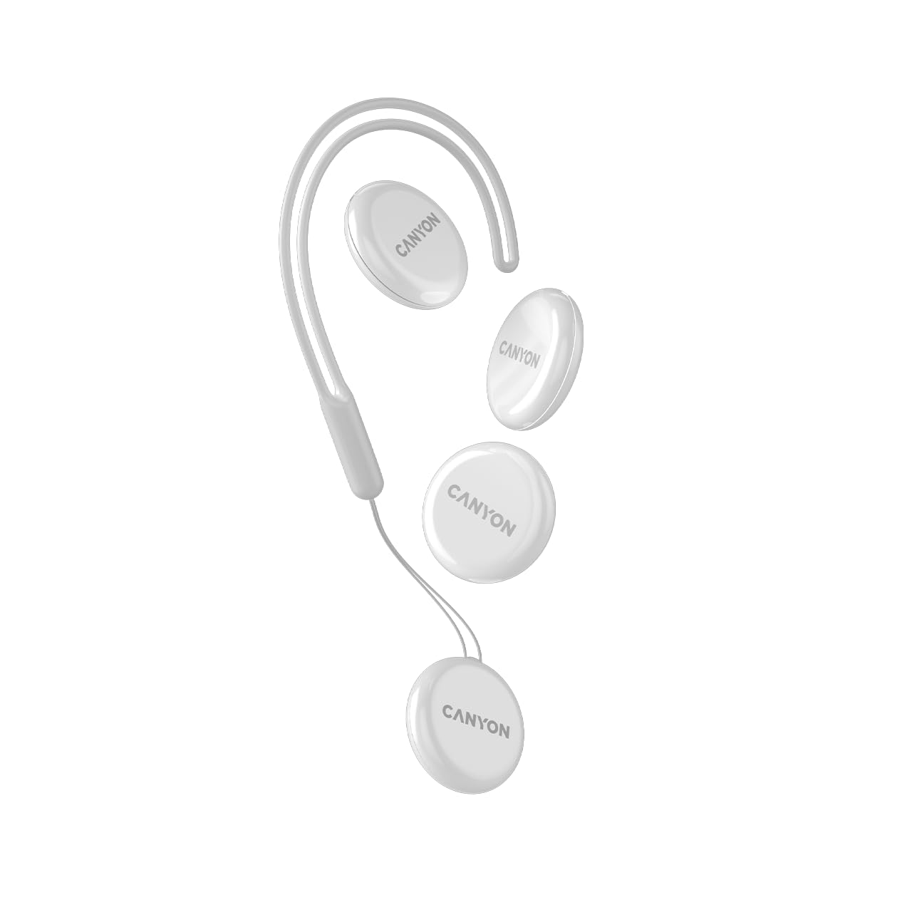 CANYON Smart Tag OnTag 1 Lot de 4 trackeurs d'articles Bluetooth, certifié Apple Find My, compatible iOS 14.5+, étanche IP66, blanc