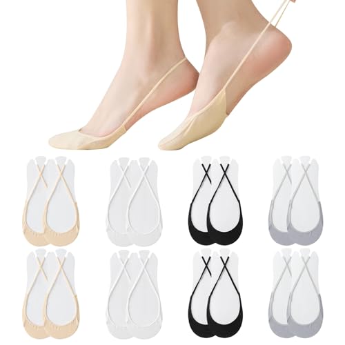 8 Pairs Socks for High Heels, Ultra Low No Show Non Slip Slingback Toe Socks