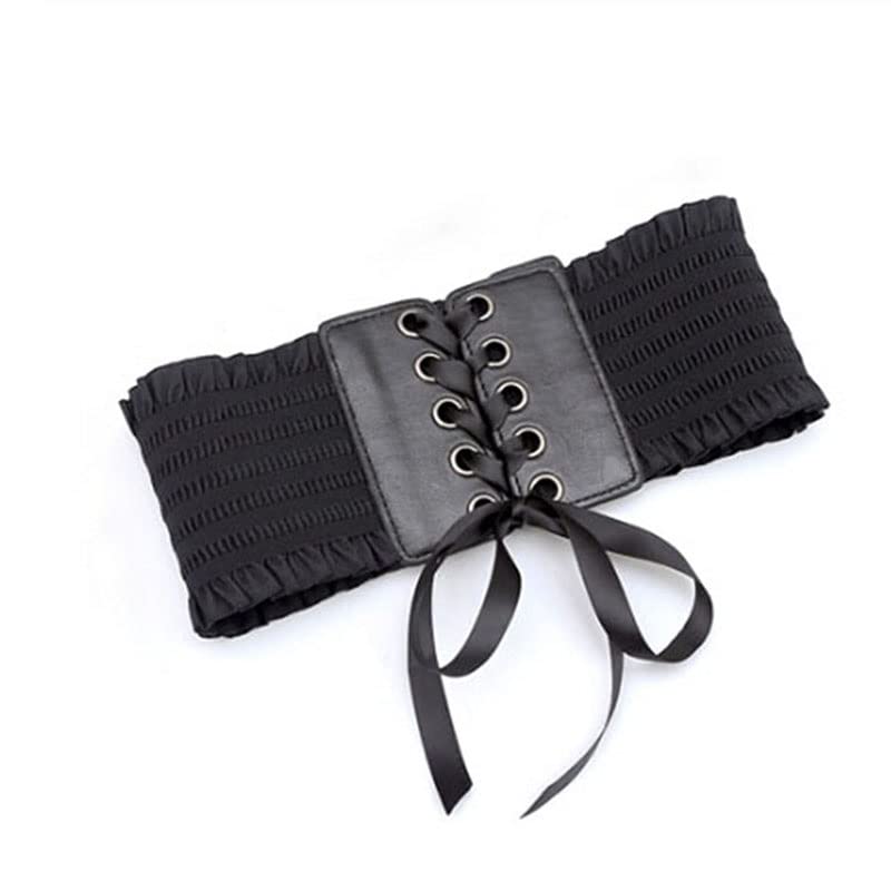 Women Ladies Stretch Belt Tassels Elastic Buckle Wide Dress Corset Waistband Solid Color Belts2