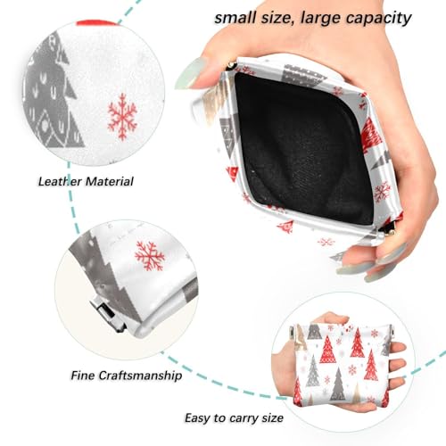 Red Christmas Trees Coin Purse Leather Pouch Change Purse, Squeeze Coin Pouch for Cards, Keys & Lipsticks, Unisex2