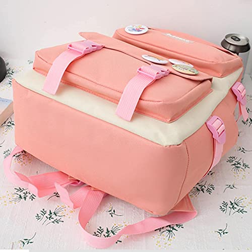 4 PCS Set Backpack With Kawaii Pin And Accessories, Cute Children's Backpacks Kawaii School Bag Handbag Tote Bag Kawaii Aesthetic Backpack