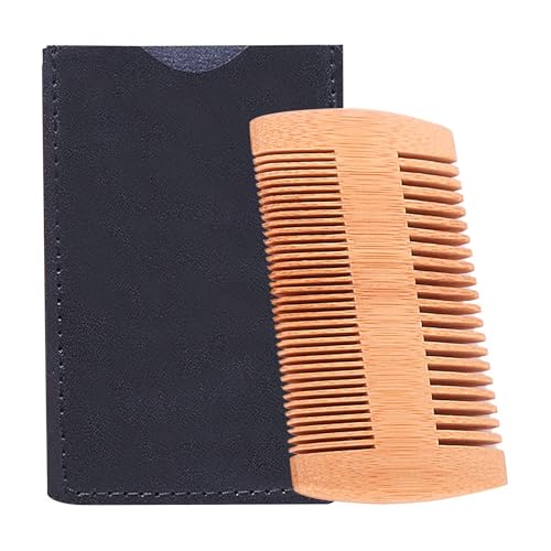 Peigne à barbe double face - Antistatique et en bois - Pour voyages ou déplacements - Coiffage et application d'huiles - Lisseur à barbe