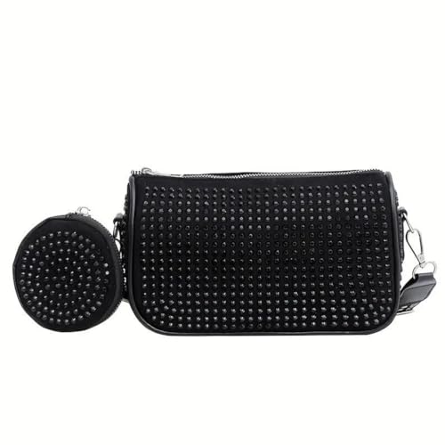 Image of Zibuyu Crossbody Bags for Women, Cross Body Bag for Woman, Black Diamond-Embellished Shoulder Bag Daily Bag with Adjustable Shoulder Belt Sling Bag for Girls Shoulder Crossbody Bags for Girls Daily