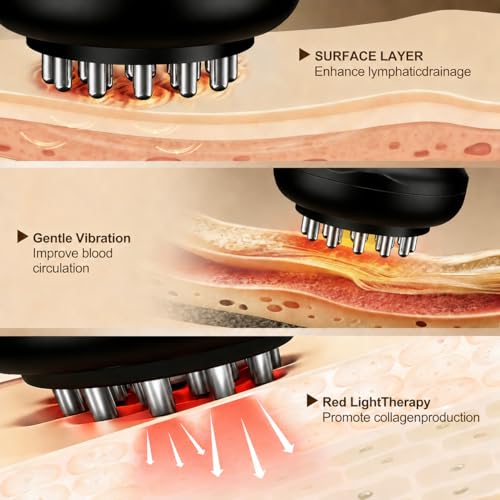 Image of Lymphatic Drainage Massager, 5-in-1 Anti Cellulite Massage Tool,Reduce the Appearance of Cellulite & Stretch Marks, Microcurrent, Red Light, Heat & Vibration, Suitable for Full-Body,Matte Black