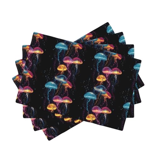 Sets de table lavables méduse colorée cuisine 30x45cm protège table résistant repas - 2