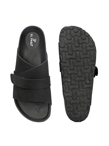 Image of EL PASO Men's Leather Cushioned Cork Sole Sandal Slippers (Size 6 to 12)
