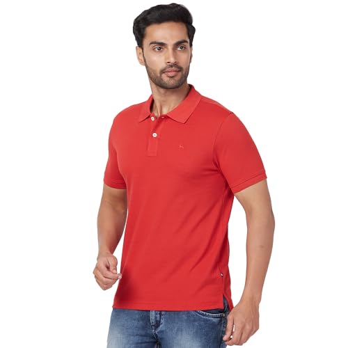 Image of Parx Men Regular Fit Solid Pattern Cotton Polyester Blend Half Sleeve Polo Neck Casual T-Shirt