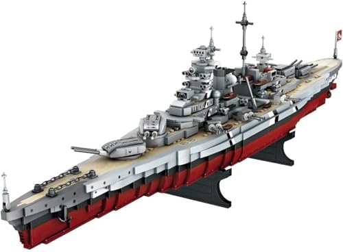 FULHOLPE Cuirassé Bismarck Maquette Blocs de Construction, MOC Militaire Navire de Guerre Bismarck Modèle Jouet de Construction Compatible avec les Grandes...