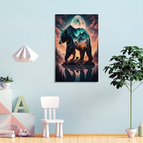 Peintures sur toile ours brun deco 24x36inch haute definition - 4