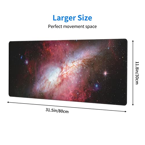 Large Gaming Mouse Pad Xl, Galaxy Full Desk Mousepad With Stitched, Long Non-Slip Base Keyboard Pad With Star Field In Space, Pc Laptop Computer Mat Gifts For Men Office Decor, (Red, 31.5 * 11.8 In) #TOP2
