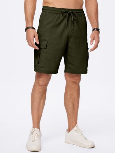 JMIERR Men's Casual Stretch Cargo Shorts Classic Drawstring Elastic Waist Summer Work Short with Multi Pockets2