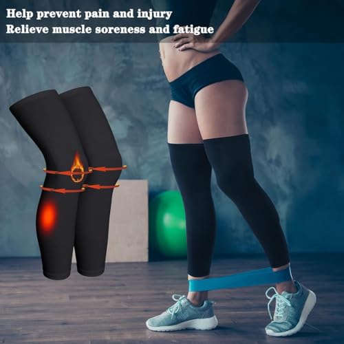 Image of Compression Leg Sleeves for Sports | Cycling, Running, Basketball | Full Length | 4 Pieces | Enhanced Performance & Recovery | Breathable & Comfortable Fit | White