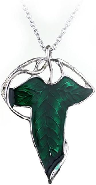 VNEWSCHI Lord Of The Rings Elven Leaf Necklace Elven Leaf Pendant Green Leaf Elven Brooch Pin Vintage Green Leaf Pendant Necklace Jewelry Women Gift