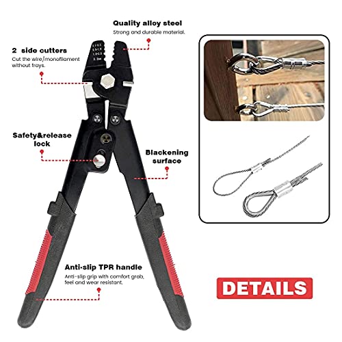 Sanuke SEA811-B Wire Rope Crimping Tool For 3/64 1/16 5/64 Inch Aluminum Crimping Loop Sleeves Kit thumb #2