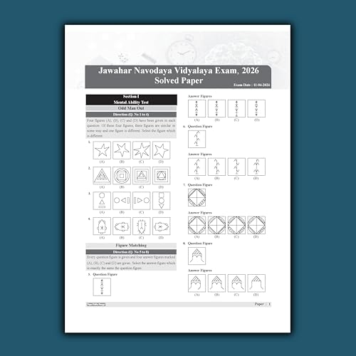 Image of Examcart Jawahar Navodaya Vidyalaya (JNV) Class 6 Entrance Exam Book 2027 | 12 Solved Papers with Detailed Explanations & OMR Sheets | Based on Previous Year Question Papers & Exam Pattern (English)