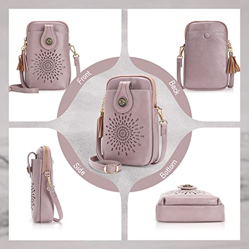 Image of APHISON Small Crossbody Bags for Women, Lightweight Vegan Leather Cell Phone Purse, Cute Purses with Tassels