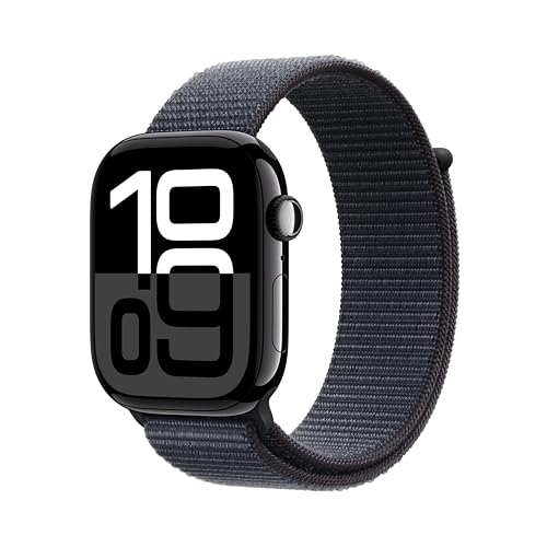 Apple Watch Series 10 [GPS 46mm] Smartwatch with Jet Black Aluminium Case with Ink Sport Loop. Fitness Tracker, ECG App, Always-On Retina Display, Water-Resistant by Apple - Used condition - CA$430.53