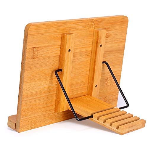 image for MEGREZ Foldable Bamboo Cook Stand (11 x 8.5 inch), Portable Reading Fr