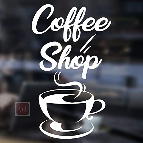 ISEE 360® Coffee Shop Wall Sticker for Hotels Restaurants Coffee Shop Hotel Cafe Backery Kitchen Door Glass Wall Vinyl Sticker White L X H (15.00 x 24.00 cm)