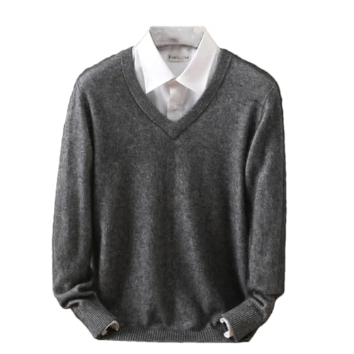 Men's Cashmere Sweater V-Neck Pullover Knitted Large Size Sweater Tops Long Sleeve