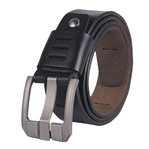 Men Western Style Leather Belt with Pin Buckle for Cowboy-Inspired Look