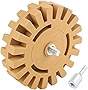 Rubber Eraser Wheel,Decal Remover Eraser Wheel - 4 inch Slotted Edge Rubber Pad with Drill Adapter - Adhesive Remover Tool, Pinstripe, Sticker, Vinyl Removal Tool Kit for Cars, RVs, Boats and More