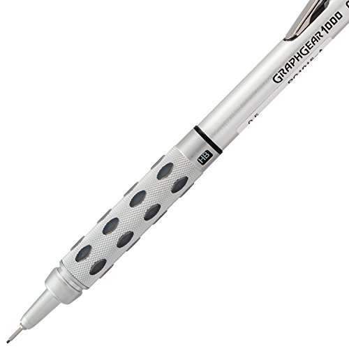 Image of Pentel GraphGear 1000 0.3 Mm Mechanical Drafting Pencil | Metal Clip With Retractable Mechanism | Dual Metal & Rubber Grip | Pack Of 1 | Silver & Brown (PG1013)
