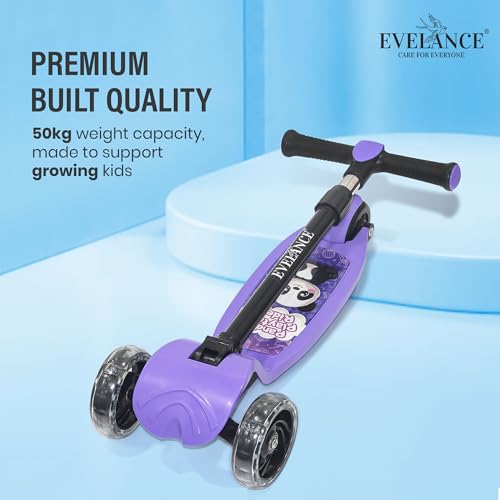 Image of 3 Wheel Kids Road Runner Scooter with Adjustable Height, Foldable Kick Scooter for 3+ Years | Skating Scooter Outdoor Toy for Boys & Girls, Birthday Gift | 50kg Capacity(Purple)