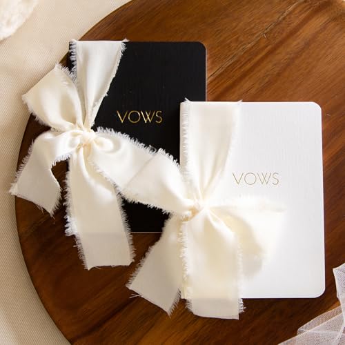 Modern Album Designs Black White Embossed Slim Vow Books w/Ribbon