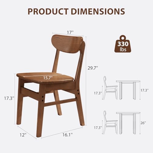 Image of AnywaysWood Solid Wood Ladder Back Chair Set, Classic Backed Kitchen & Dining Room Chairs (Set of 2 Solid Wood Chairs)