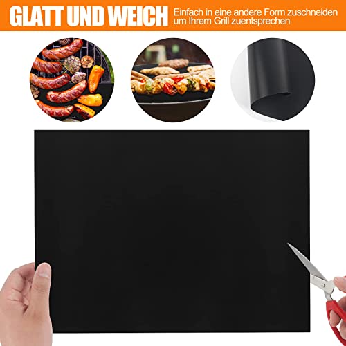 DIKER BBQ Grillmatte, Antihaft 40x33cm Grillmatten, Backmatte für Holzkohle & Backen, Backpapier Wiederverwendbar, Dauerbackfolie für Backofen, Toll über Kohle, Gas, Weber Style Grills Grillzubehör 4