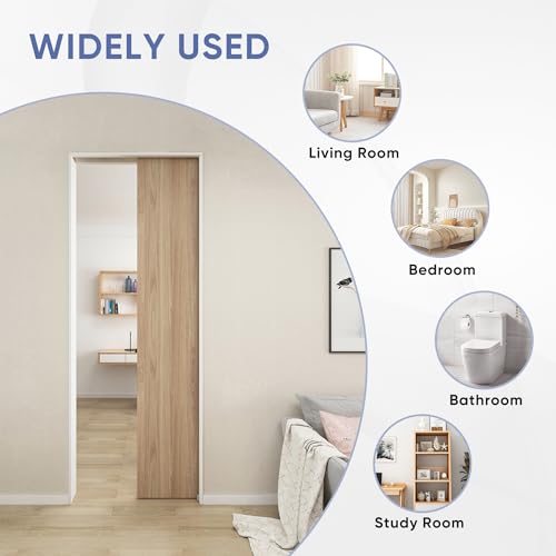 JUBEST 5FT Commercial Grade Pocket Door Hardware and Track Set, Sliding Door Hardware 56.7\", Durable and Smoothly, Easy to Install - Thumbnail 7