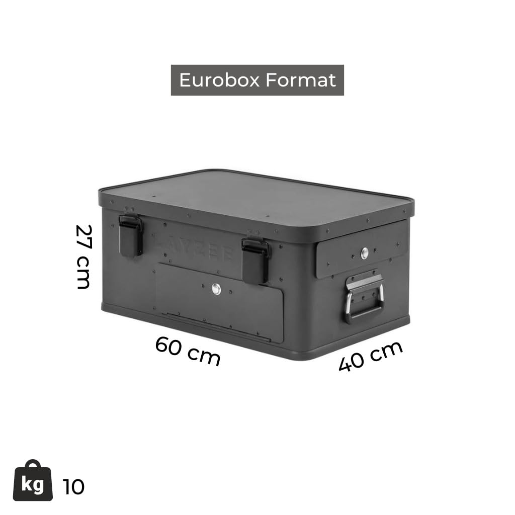LAYZEE Box JUNIOR, mobile da cucina per veicoli/campeggi/balconi/terrazze/Eurobox dimensioni 60 x 40 x 27 cm (lunghezza x larghezza x altezza), kitchenbox/cucina da campeggio 10 kg in alluminio