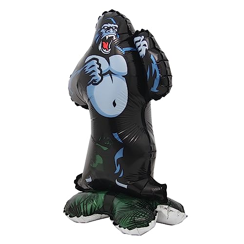 Selfstand 3D Animal Fox Koala Lion Elephant Panda Cow Rabbit dinosaur Triceratops Stegosaurus Baby shower Ball Foil Balloons Birthday Party Baby Shower Decorations Kids Toys (Base Gorilla)