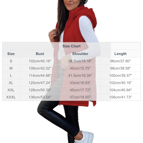 Long Puffer Vest Women Hood Zip Up Quilted Sleeveless Jacket Fall Winter - image 5