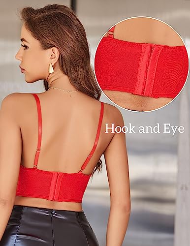 Image of Avidlove Lace Bralettes for Women Y2k Strap Bustier Cami Top V Neck Camisole Lingerie