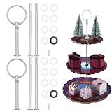 SDFLKAE Etageren Stangen Set Etagere Bausatz Silber Etagerenstangen 2 Bis 3 Etagere Tortenstaender für Hochzeitstorte Tortenständer Buffet Torten Halter Obsttablett Snackteller(2 Set)