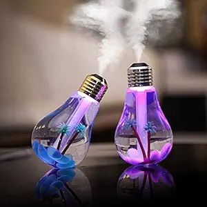 Aksh Bulb Humidifier | Essential Oil Diffuser | USB Ultrasonic Aromatherapy | Air Purifier | No Noise | 400ML | Plastic | Multicolour