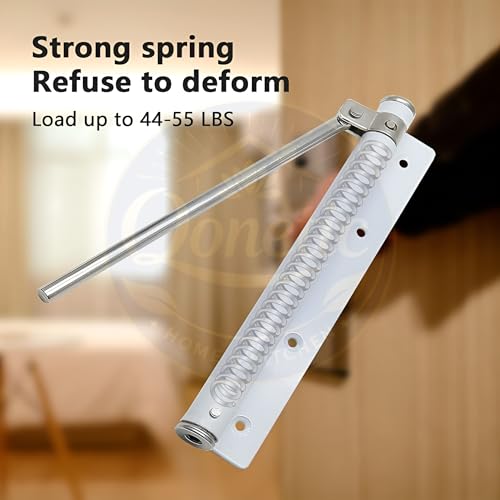 Image of QONETIC Pack of 2 Automatic Door Closer, Adjustable Stainless Steel Spring with 150 Opening Angle, Heavy Duty Safety Soft Closing with Screws Allen Key for Residential & Commercial